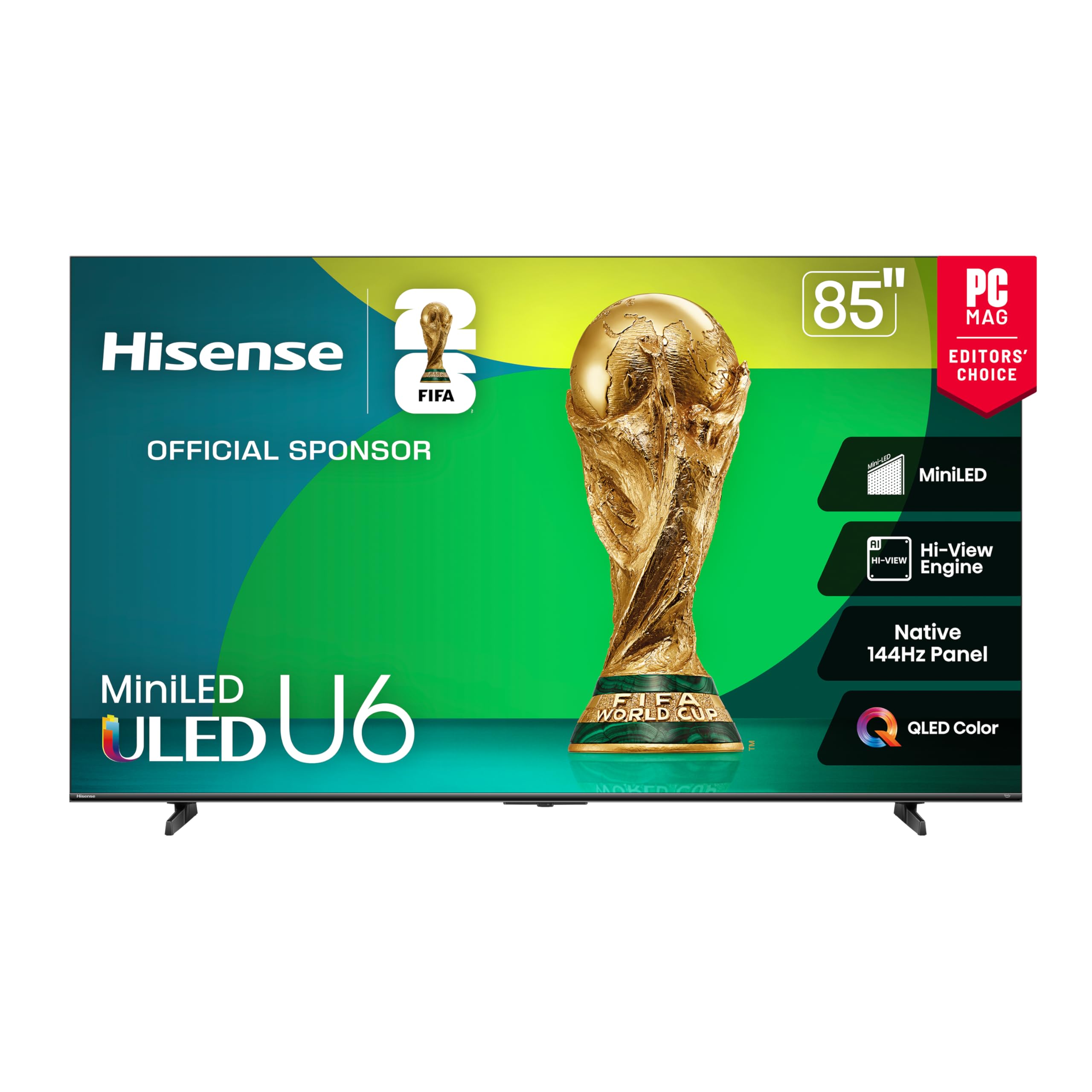 Hisense 85" Class U6 Series Best Value Mini-LED 4K UHD Smart HDR Gaming Fire TV (85U65QF, 2025 Model) - QLED, Native 144Hz, Motion Rate 480, Dolby Vision IQ, Dolby Atmos, Game Mode Pro, Alexa Built In