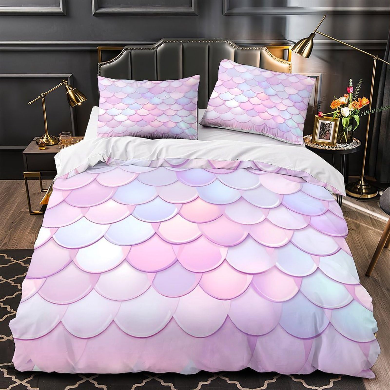 Parure de lit sirène 3D pastel pour une chambre de fille féerique
