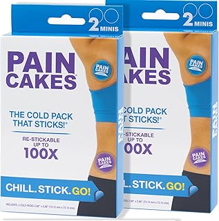 PAINCAKES Reusable, Sticks to Body, Round Cold Pack, Mini, Purple and Blue, Small Ice Packs, Perfect for Injuries, and Small Areas, Latex-Free Cold Compress, 2 Count