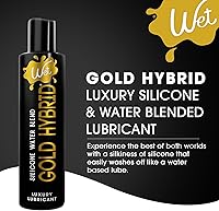 Vista 3 de Wet Lubricante híbrido Gold de silicona y a base de agua Rendimiento duradero, fórmula premium Fabricado sin glicerina ni parabenos Lubricante