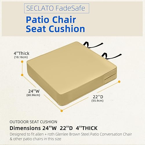 Miniatura 5 de Cojín para silla de patio de 22 x 20 x 3 pulgadas, impermeable, para muebles de patio, el color resiste 5 años, para jardín, sofá, silla, con asa y