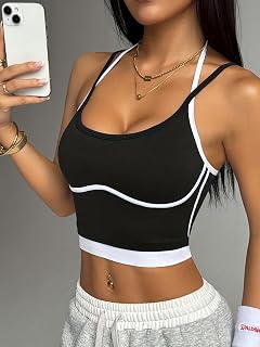 Women's Seamless Sports Bra Crop Top, Stretchy Workout Tank Top, with Double Straps, for Yoga, Casual Daily Activities deal from Amazon