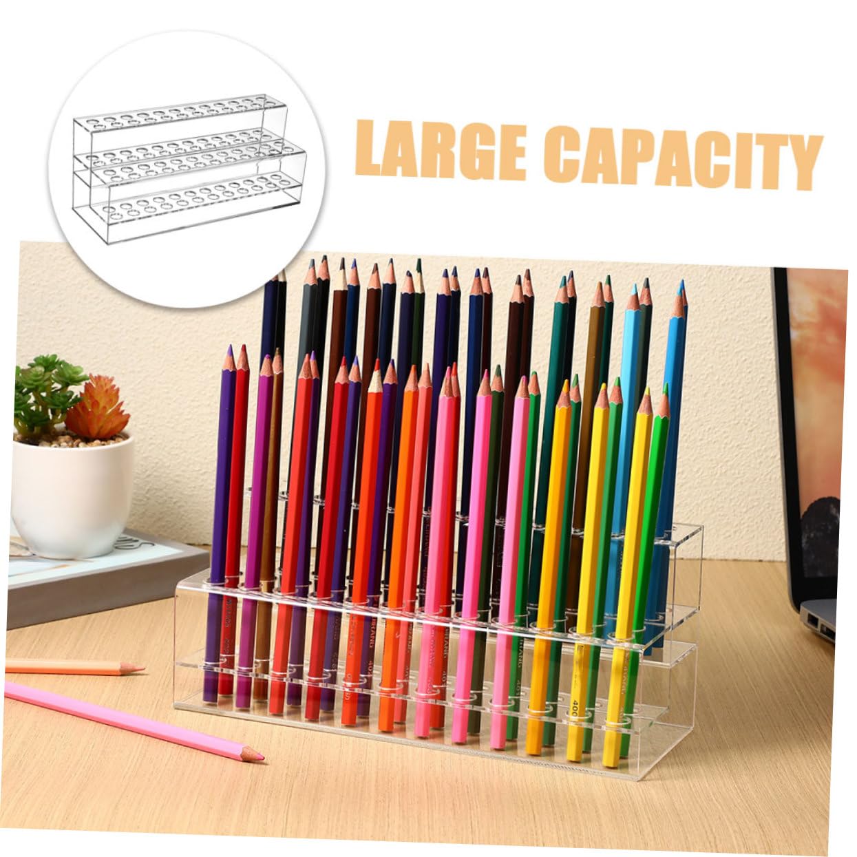 Gatuida 2piezas Organizador De Lápices De Transparente Soporte De Huecos Para Escritorio Porta Lápices y Pinceles Estante De Doble Para Material De Oficina y Maquillaje