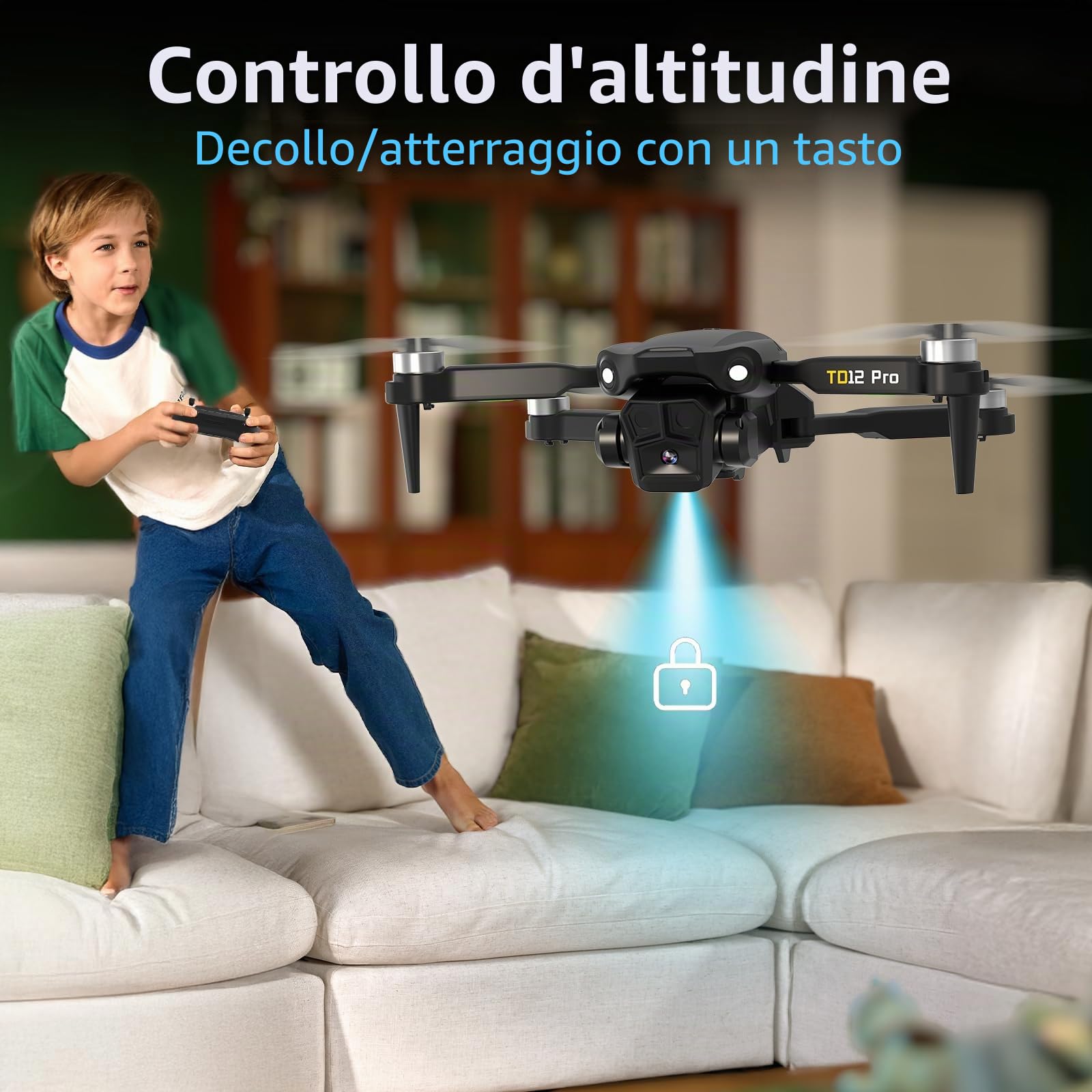 Toladrone TD12PRO Mini Drone con Fotocamera per Principianti, Droni Pieghevole per Adulti Motore Brushless 3 Modalità di Velocità Posizionamento Ottico RC Quadcopter con Custodia da Trasporto