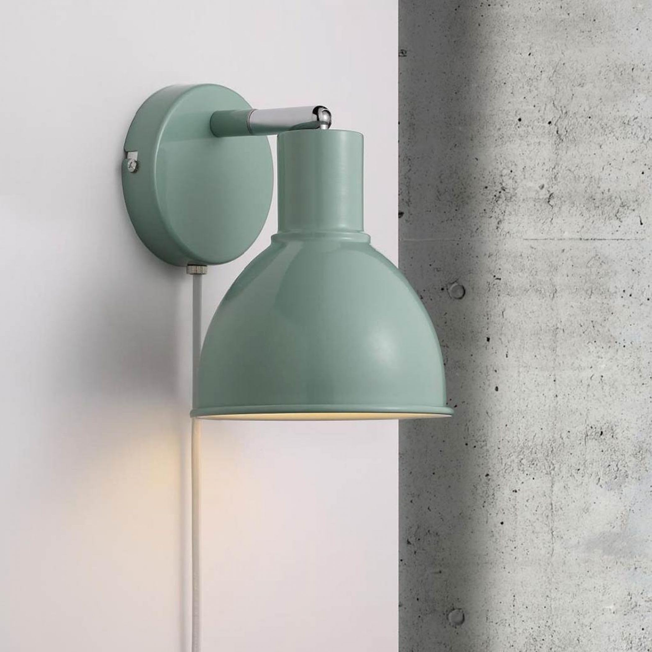 Lampada A Sospensione Nordlux POP, Verde Chiaro/bianco, Paralume Tondo In Metallo, Attacco E27, Cavo Bianco Da 200 Cm, Perfetta Per La Cucina O Il Soggiorno