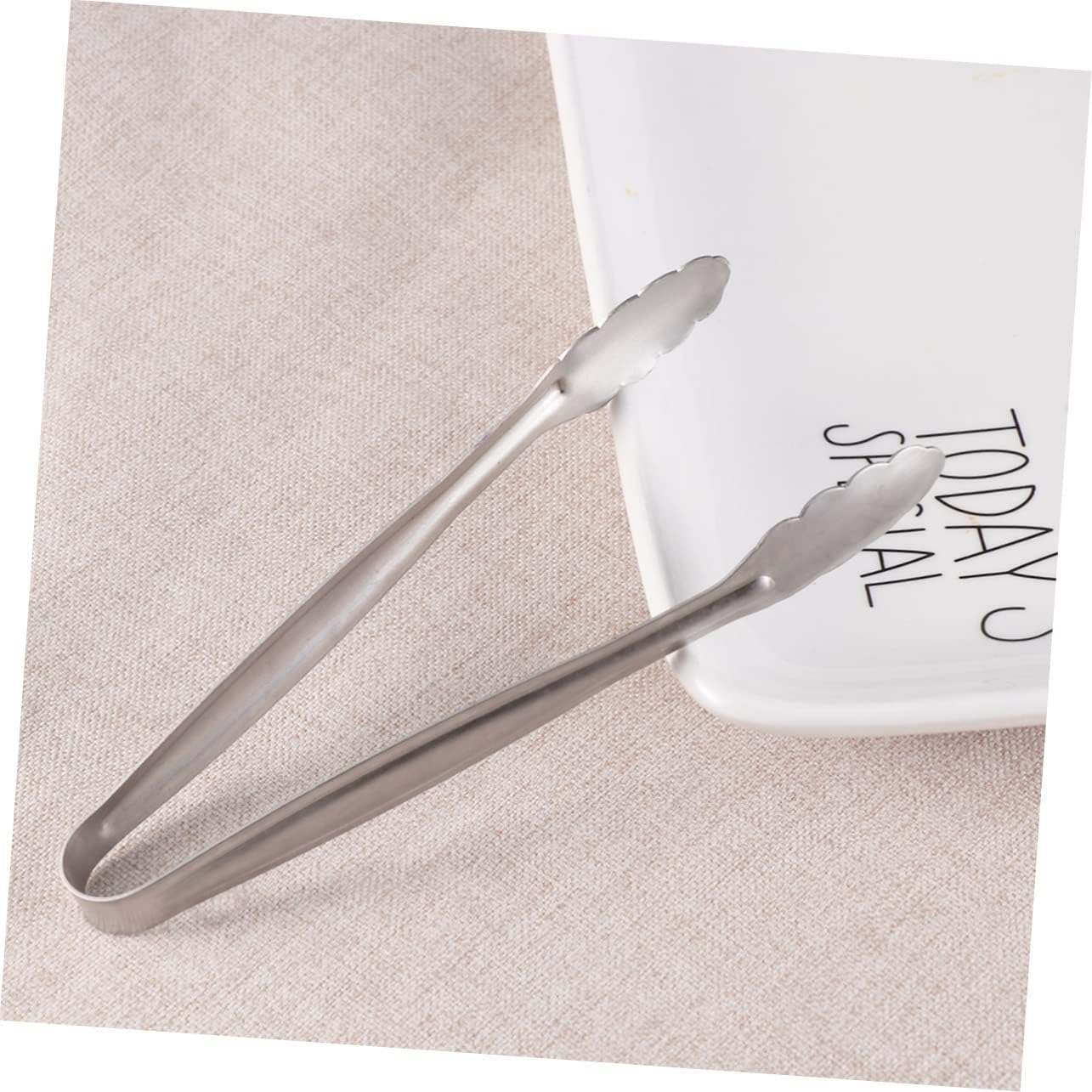 Amosfun 4pcs Stainless Steel Tongs Ice Cube Tongs Bread Clip for Buffet Rustproof for Kitchen Bar Camping -a Sanding