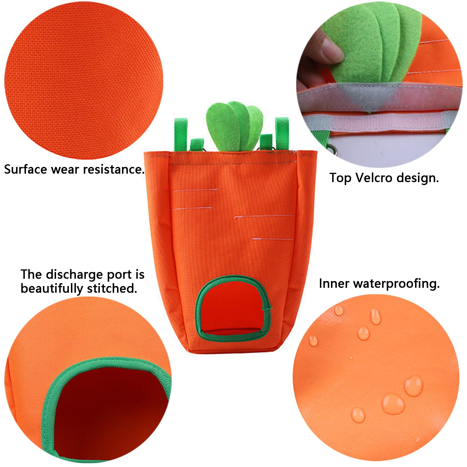 GKYZBB Rabbit Hay Feeder Bag for Cage Guinea Pig Timothy Hay Dispenser Storage Manger Hanging Large Less Waste for Bunny (Carrot) - image 3