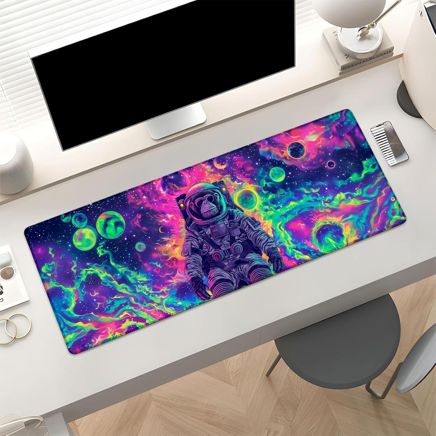 Chimp Gaming Mouse Pad, Large Desk Mat for Computer, Extended Keyboard Laptop Mouse Pads, 31.5×11.8in Non Slip Rubber Mousepad for Office Decor Gifts(color22) image 2