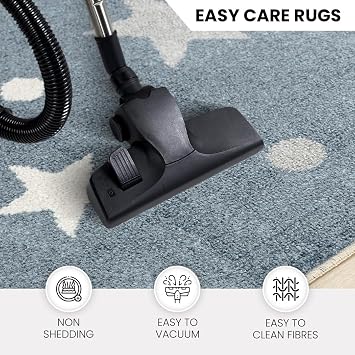Livabliss Supermama Stars Washable Kids Carpet 140x200 cm, Soft Machine Washable Design for Bedroom, Playroom & Nursery, Easy Care Baby & Kids Floor Carpet, Blue Grey