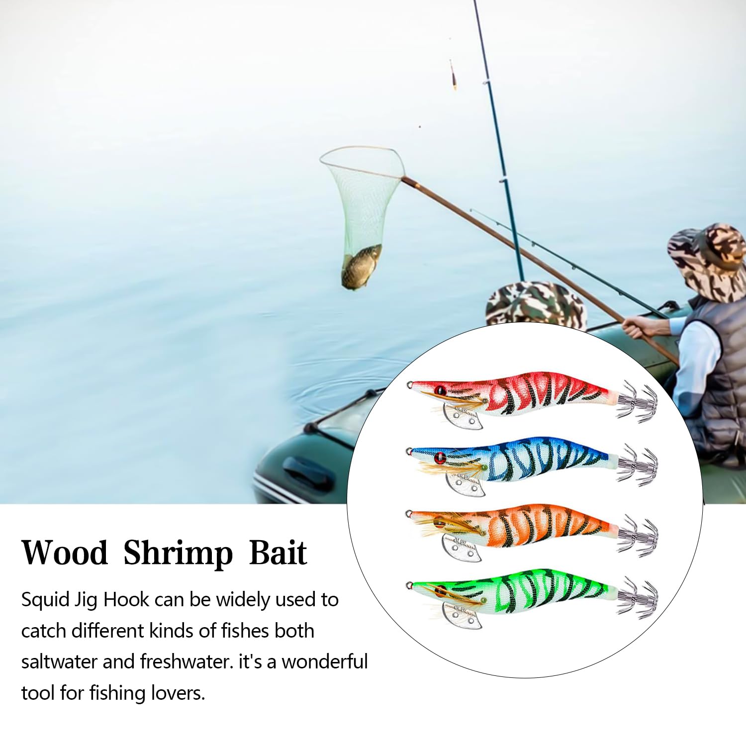 5 Colori Set di Esche per Gamberetti da Pesca, Ami per Calamari Illuminati, Esche per Gamberetti di Simulazione per Calamari Aragoste per La Pesca All'aper