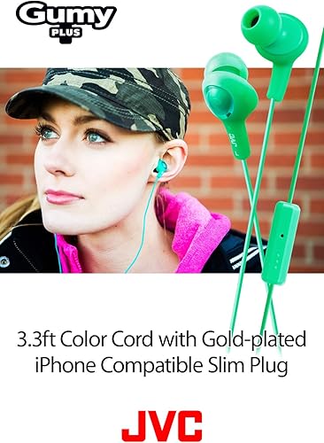 Miniatura 4 de JVC HAFR6A Gummy Plus audífonos aislantes de ruido con micrófono y mando a distancia, color azul menta Verde pistacho