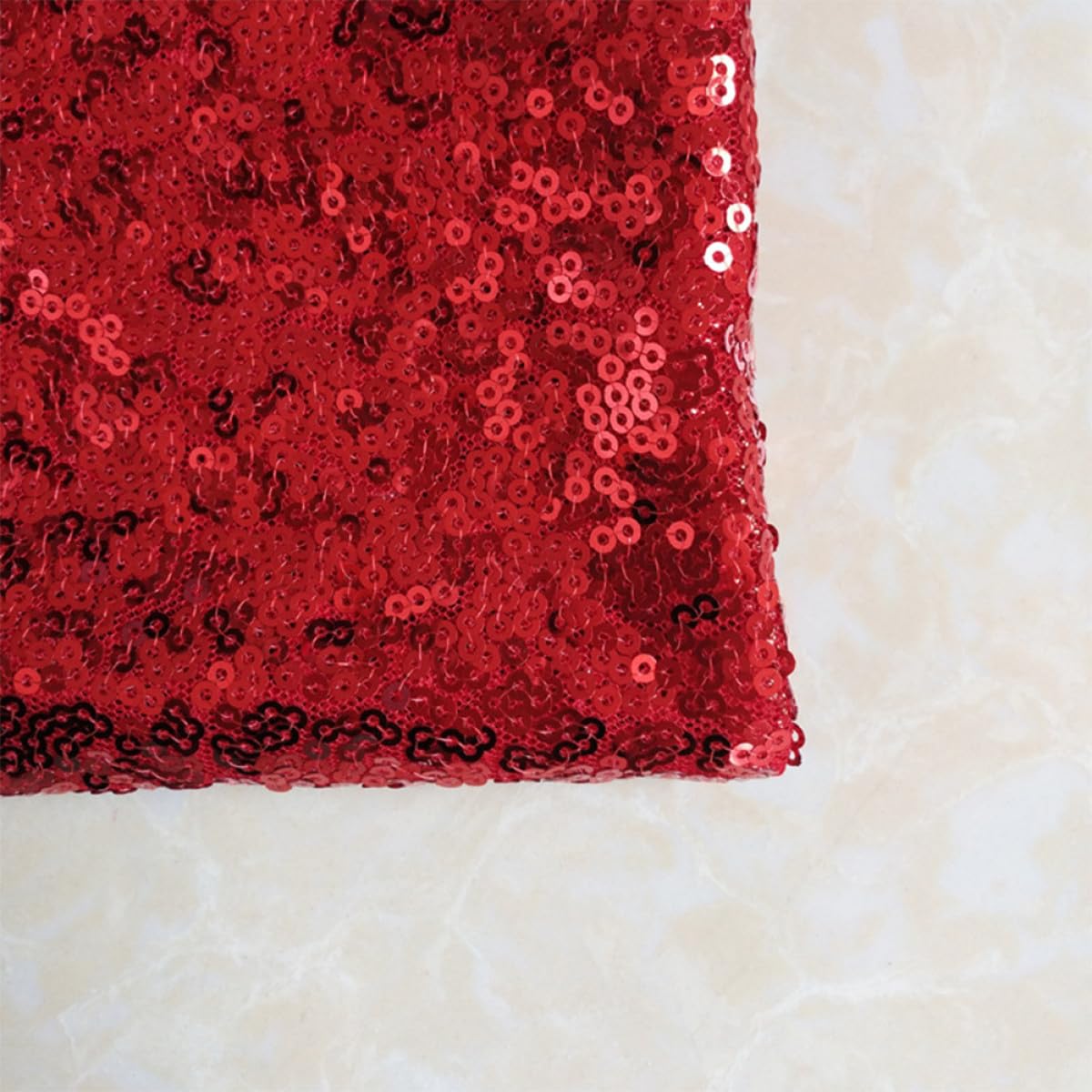LALAFINA Mantel de Lentejuelas Rojo para Boda y Fiesta, Decoración de Mesa Elegante de Poliéster, Lavable Eventos y Banquetes