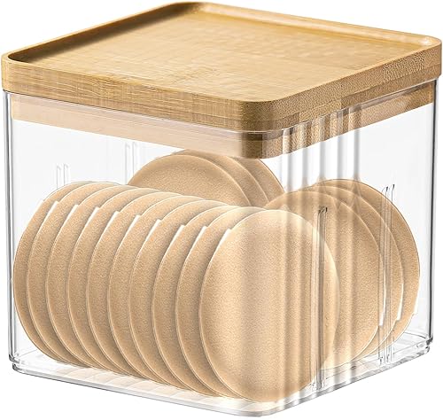 Poeland Caja de almacenamiento de escritorio, organizador de cosméticos con tapa de madera para cosméticos, suministros de oficina, accesorios