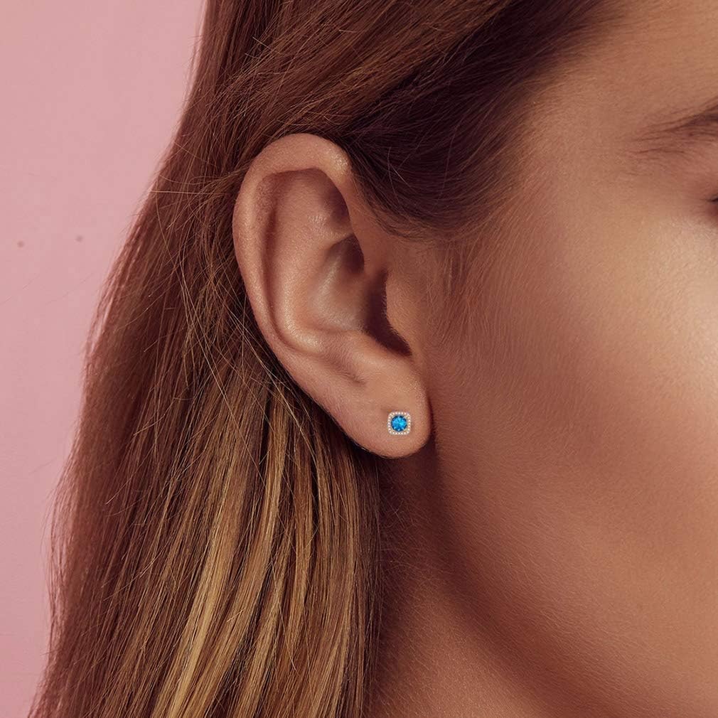 Austrian Crystal Cushion Cut Halo Stud Earrings for Women Fashion 925 Sterling Silver Hypoallergenic Jewelry - Image 2