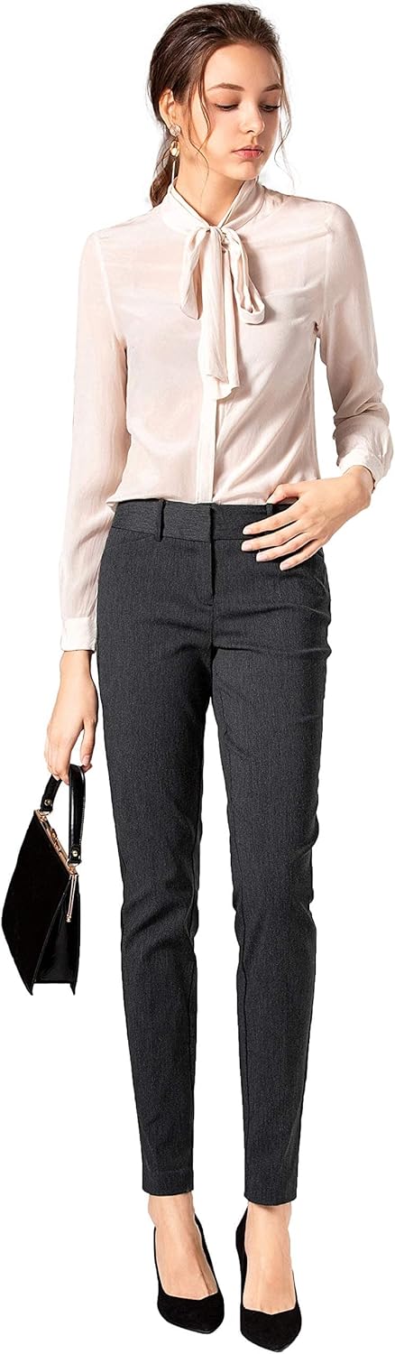 SATINATO Women's Straight Pants Stretch Slim Skinny Solid Trousers Casual Business Office - Image 6