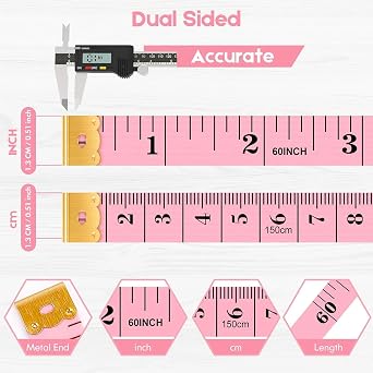 iBayam Soft Tape Measure 60 Double Scale Body & Sewing Tape, 5-Pack