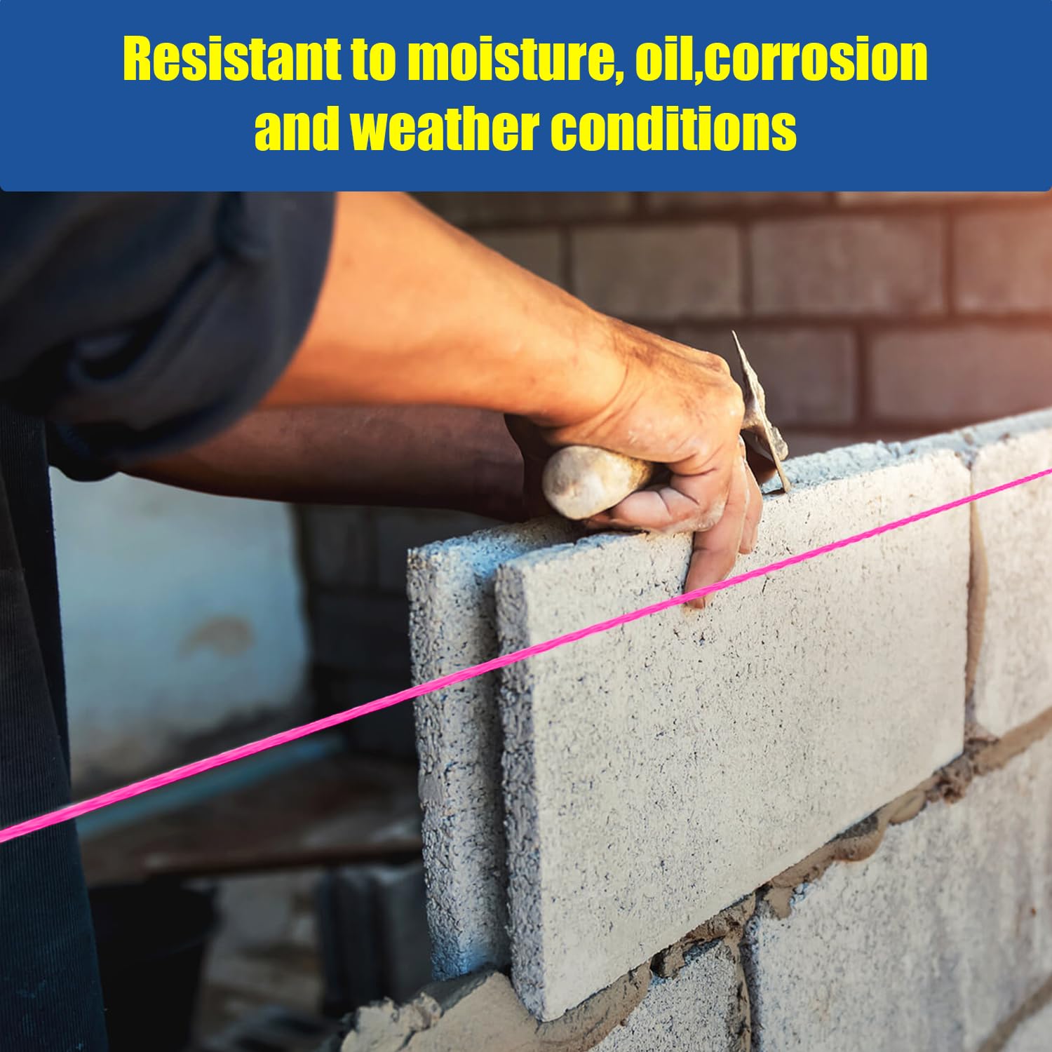LURKA Mason Line String, #18 540 pies de construcción trenzada de nailon con 5 niveles integrados y carrete de cuerda rosa fluorescente para trabajos de precisión, bricolaje y proyectos de jardinería