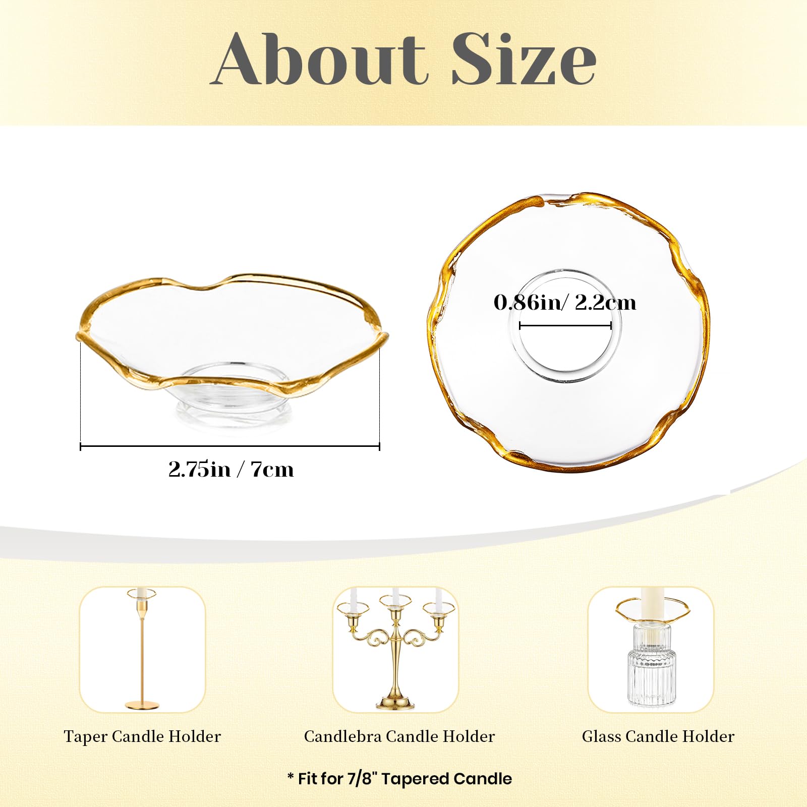 Glasseam Glass Bobeches For Candlesticks: Clear Candle Drip Protectors Set Of 12 Ribbed Wax Catchers For Candle Stick Holder Taper Candle Holders For Table Centerpiece Wedding Christmas Dining