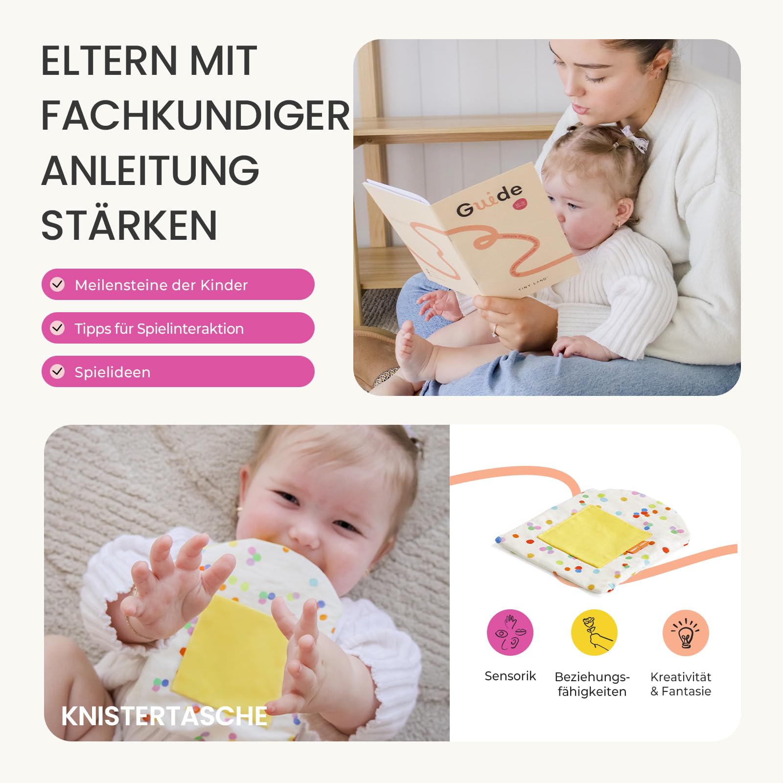Tiny Land Montessori Holzspielzeug für Babys 10-12 Monaten mit Stapelspiel