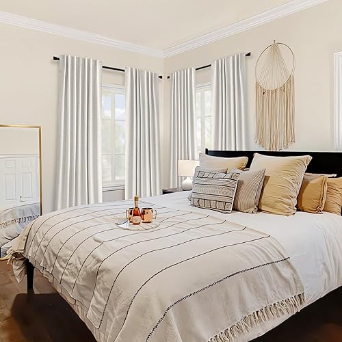 Miniatura 4 de MIULEE Cortinas 100% opacas de 84 pulgadas de largo, juego de 2 paneles para dormitorio, pestaña trasera, sala de estar, oscurecimiento completo,