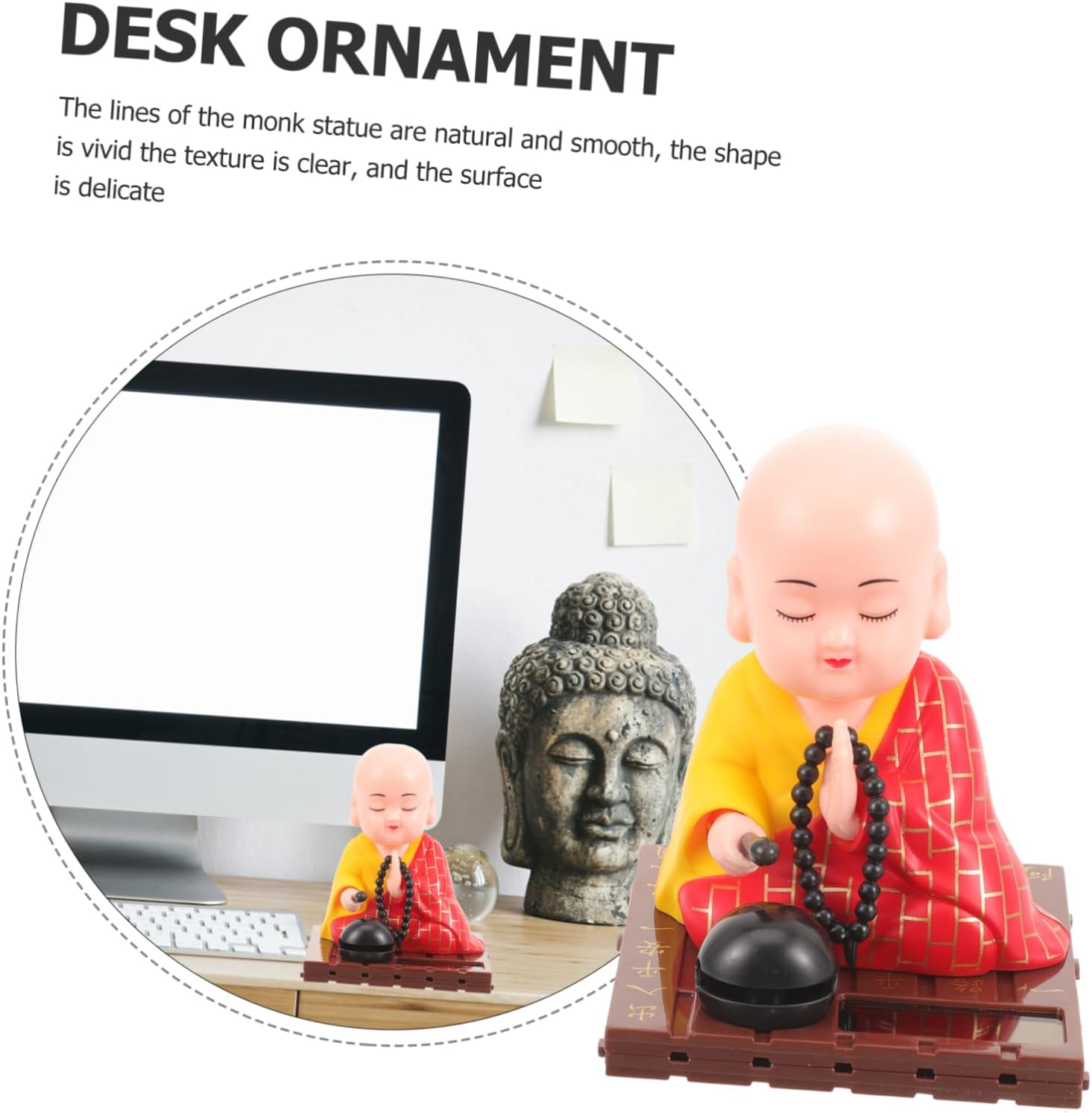 LIFKOME Solar Shaking Monk Statue Xmas 2pcs Car Dashboard Decor image 4