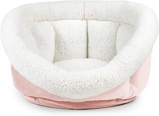 Sherry Kline Small Cuddler Cup Pet Bed: Cozy Retreat with Deep Cushioning, Secure & Snug Space for Nap or Lounge, Easy in 'n' Out Access, Polyester Fiber, Round Shape (Powder Pink)