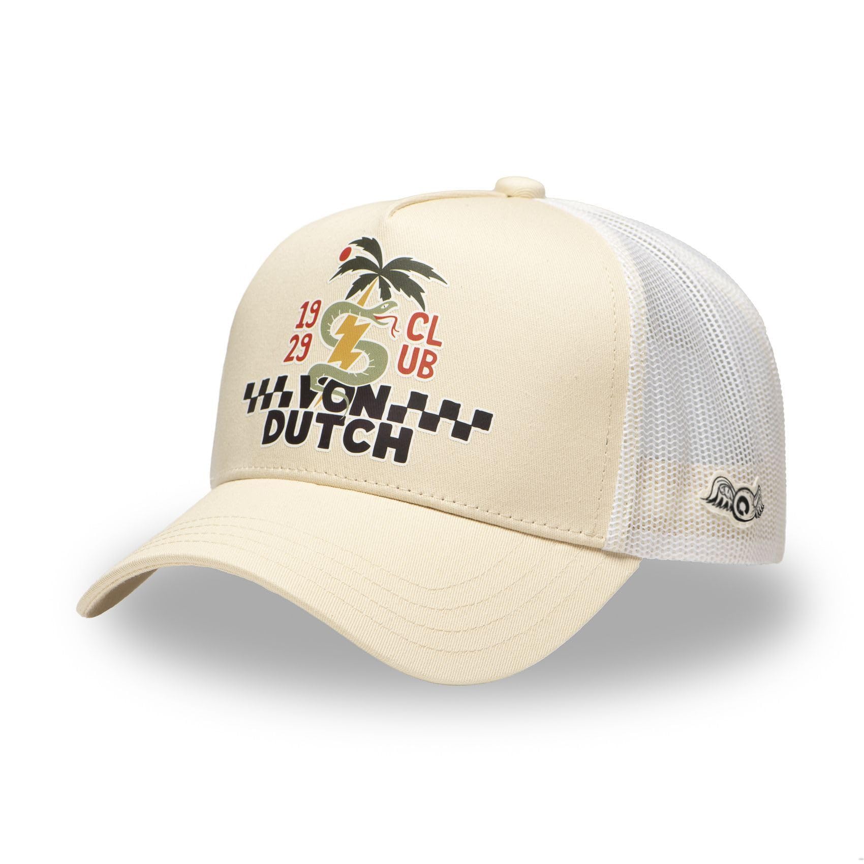 Von Dutch Men's & Women's Adjustable Surf Trucker Cap, Beige/White, One Size