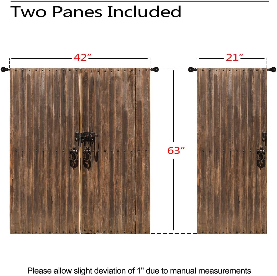 Wooden Barn Door Blackout Curtains for Girls Boy Home Decor, Old Farmhouse Western Rustic Vintage Grommet Thermal Insulated Drapes Darkening Window Curtain for Bedroom Living Room, 42 x 63 Inch
