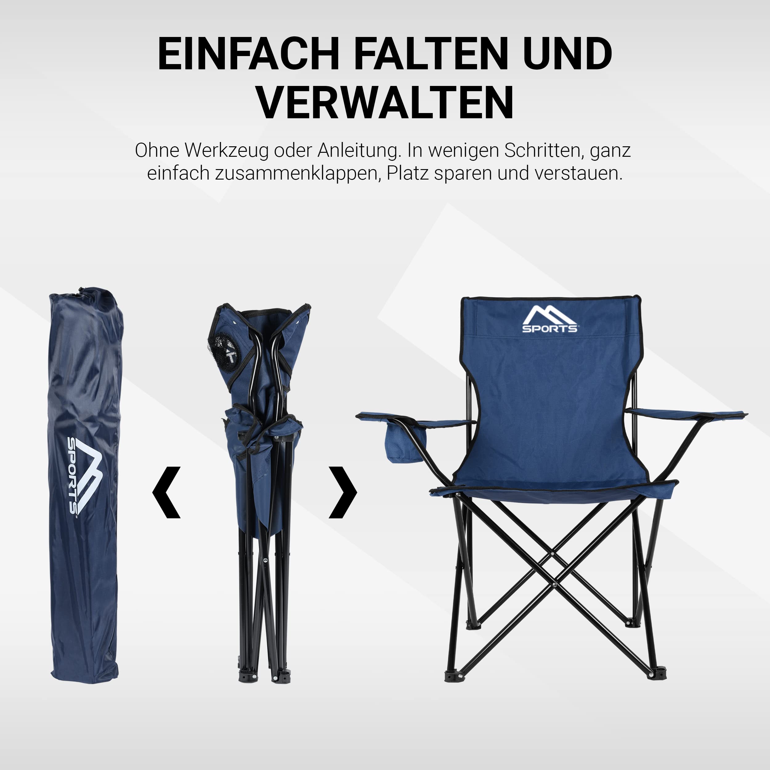 Lot De 2 Chaises De Camping Pliables Avec Sac De Transport - Chaises Pêche Légères Avec Accoudoirs Et Porte-Boisson