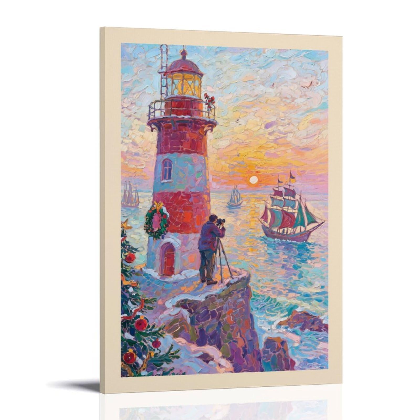 TSIDDKA Poster mural moderne et esthétique avec cadre pour photographe - Motif : lever de soleil sur la flotte de la mer - 40 x 60 cm