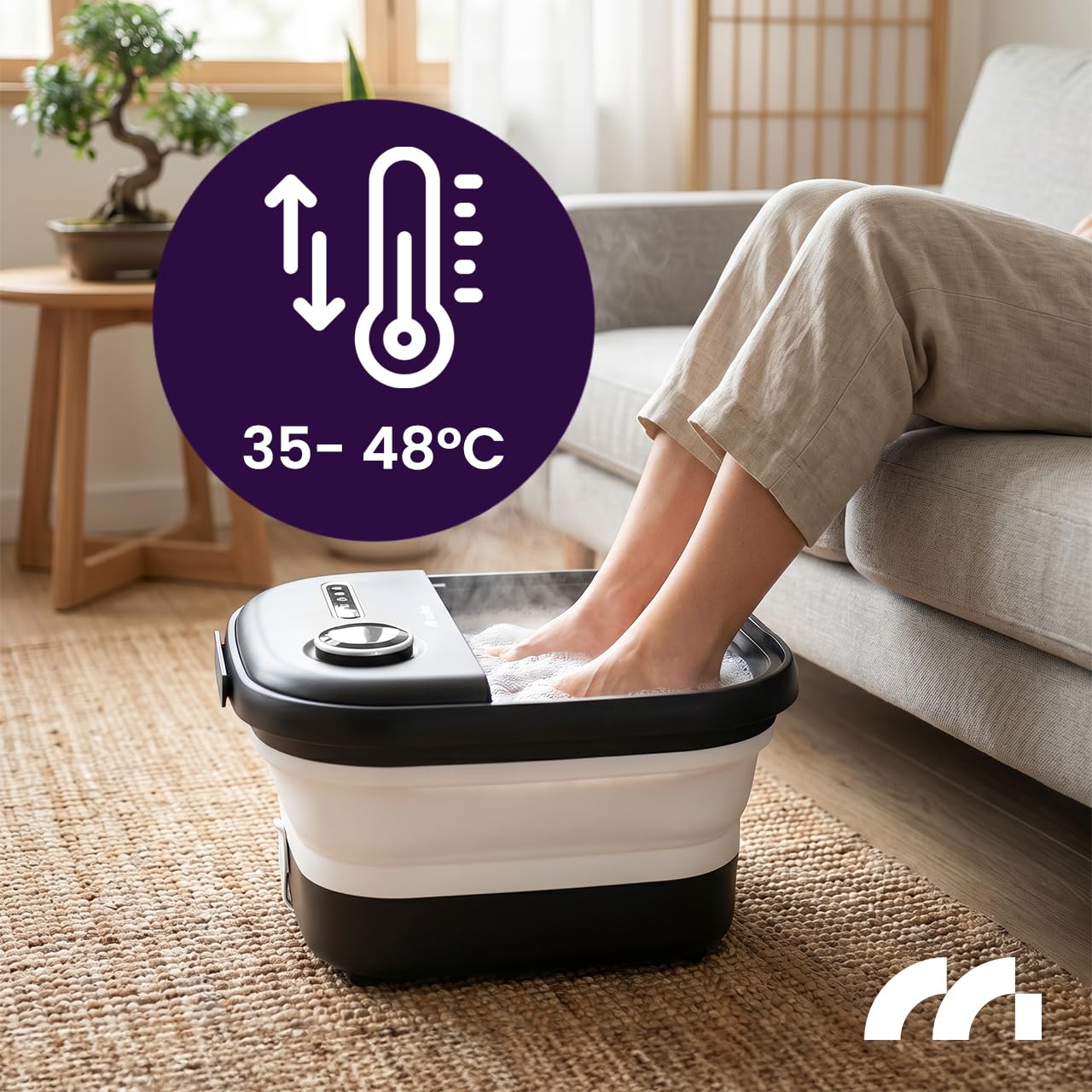 MalTec Wodny masażer do stóp z hydromasażem, podgrzewacz nóg Roller Timer składany