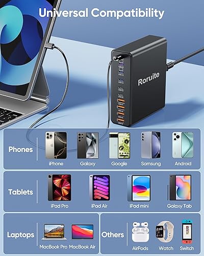 Miniatura 8 de Estación de carga USB C de 800 W, 120 W PD GaN5 cargador USB C súper rápido, bloque de 10 puertos, tipo C para PC, laptop, MacBook Pro/cargador de