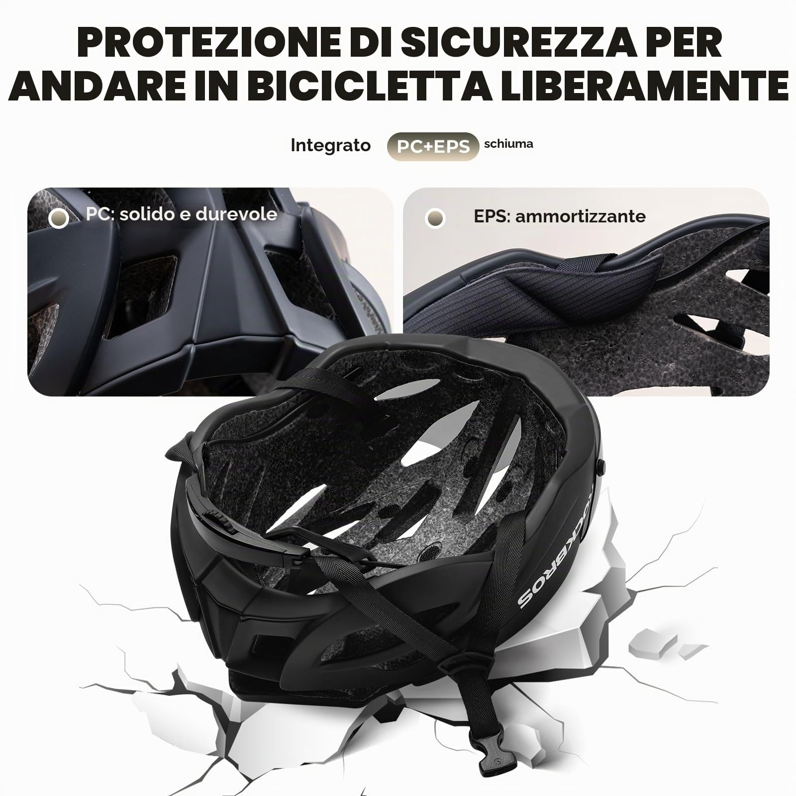 ROCKBROS Casco Bici con Visiera Magnetica Rimovibile Traspirante Uomo Donna | con Occhiali Protettivi Magnetici, Casco MTB per Monopattino Elettrico Bici da Corsa, Scooter