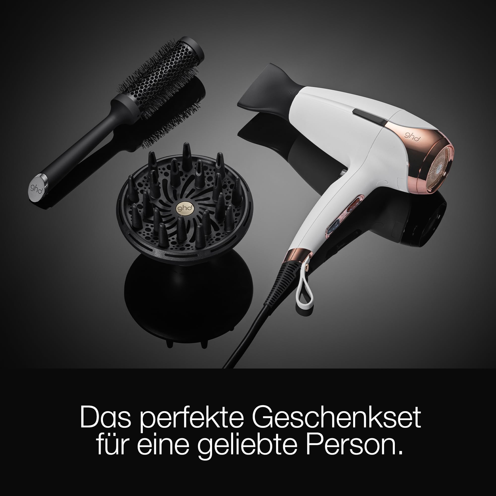 ghd helios Geschenkset mit einem Diffusor und der Ceramic Radial Brush Gr. 2