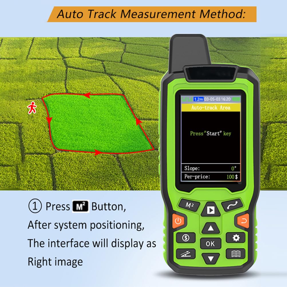Compteur de superficie terrestre, Machine d'arpentage LCD de 2,4 Pouces, Mini Outil de Mesure de Terrain GPS portatif de Haute précision, Piste de Navigation GPS, Compteur de superficie terrestre,