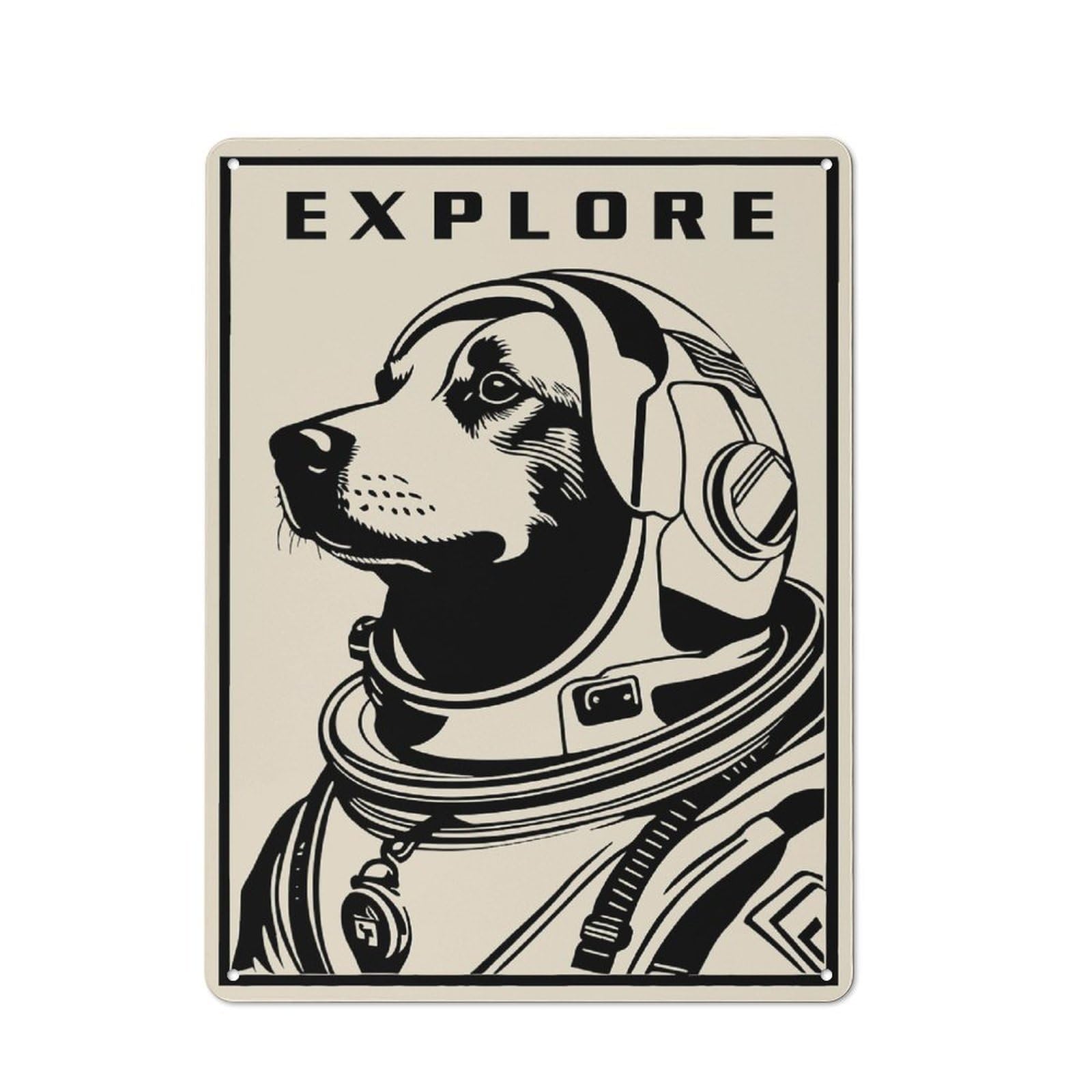 Laika Explorer Nostalgic Metal Wall Decor 40x30cm, Vintage Tin Sign for Living Room, Hallway, Kitchen Or Cafe