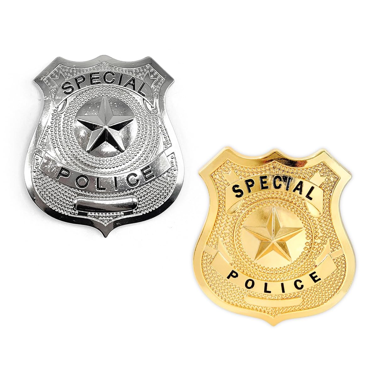 Teron 2 Pack Metal Badge with Star Decoration, Policeman Swat Badge for Adult, Costume Accessories for Halloween Cop Swat and FBI Cosplay Party Festival