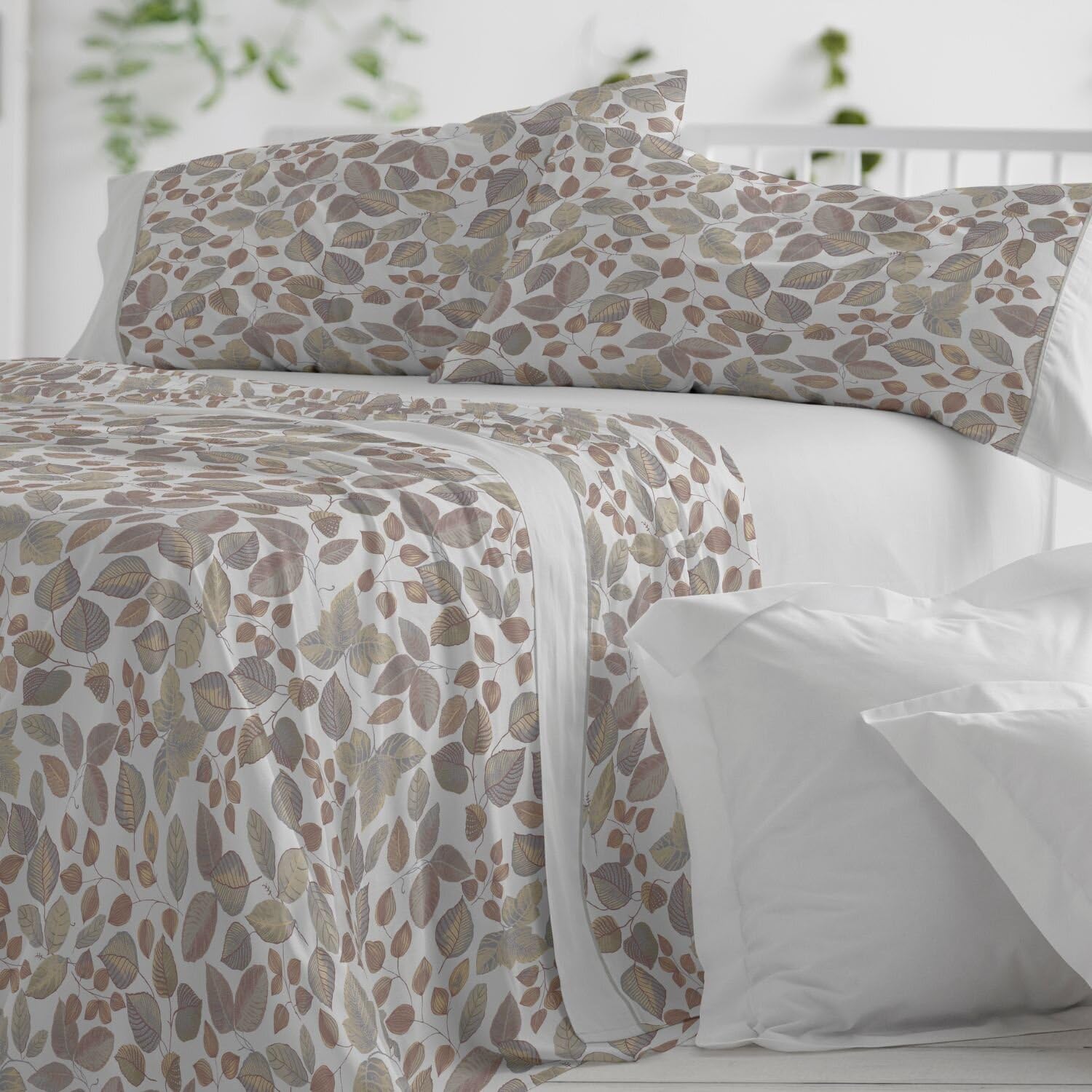 Burrito Blanco Juego de Sábanas 50% Algodón 50% Poliéster Cama 150-160 Gris | 4 Piezas: Bajera, Encimera y 2 Fundas | 144 Hilos | Tacto Suave | Larga Duración | Fácil Planchado | Apto Secadora