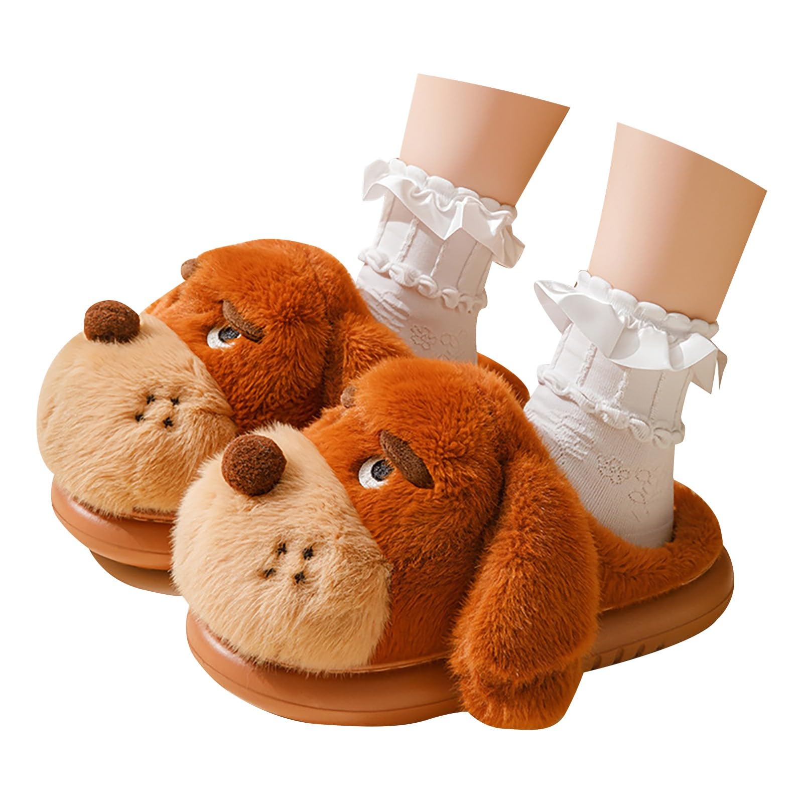 Pantuflas de felpa para mujer lindas dibujos animados, pantuflas cómodas