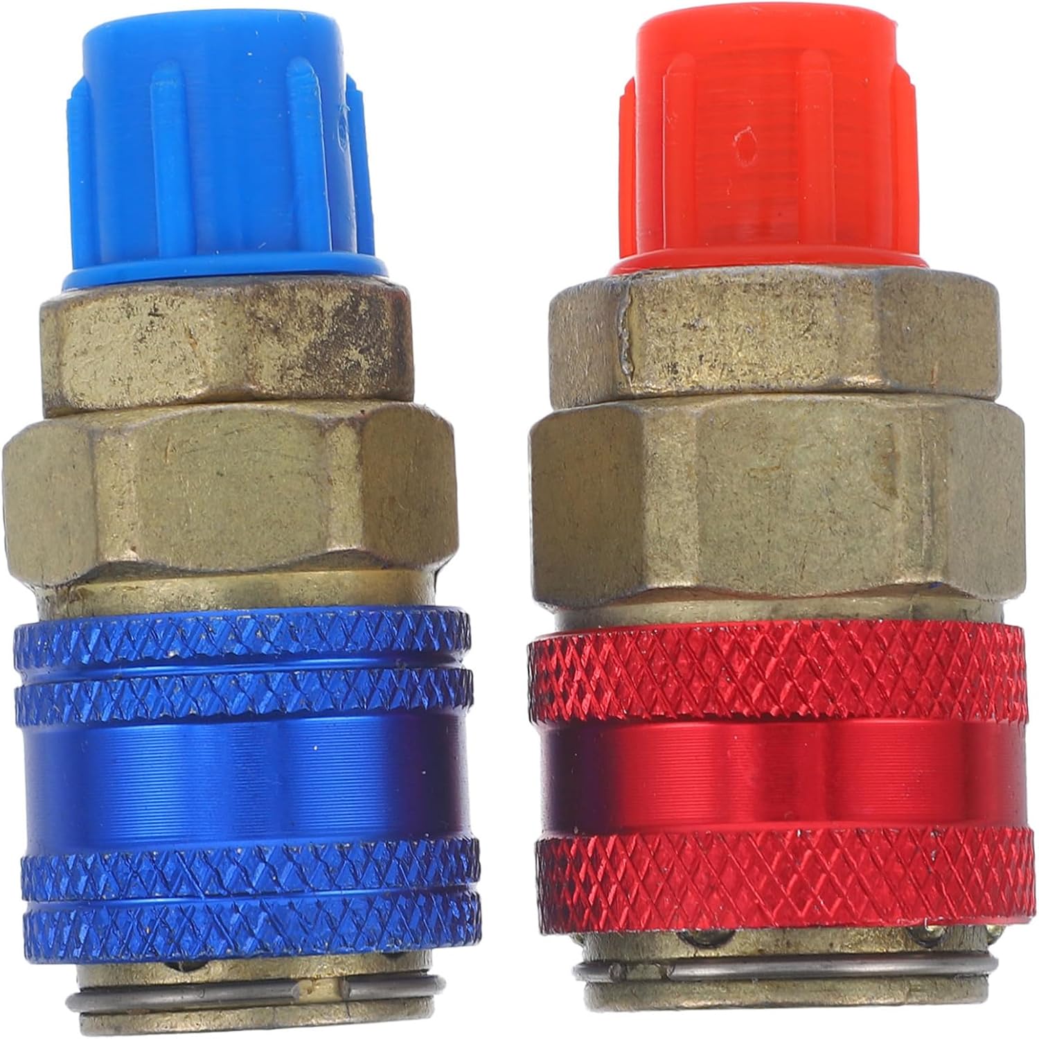 VOSAREA 1Pair Automotive Air Conditioning Charging Couplers Kit Quick Connectors for Easy Leak Connection Durable Copper Construction High Low Pressure Adaptability