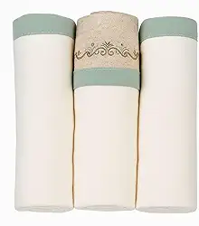 Cueiro para Bebê 100% Algodão Kit com 3 Unidades 80x80cm | Tecido Suave e Respirável | Ideal para Enxoval, Maternidade, Naninha e Proteção Diária (Creme/Verde)
