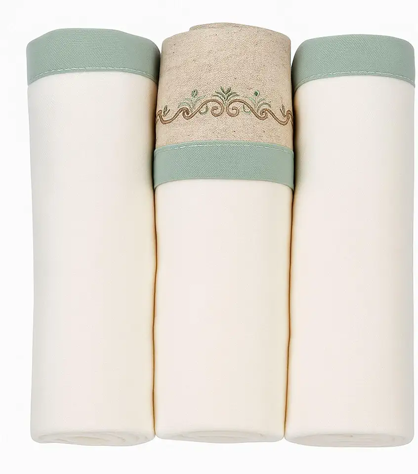 Cueiro para Bebê 100% Algodão Kit com 3 Unidades 80x80cm | Tecido Suave e Respirável | Ideal para Enxoval, Maternidade, Naninha e Proteção Diária (Creme/Verde)