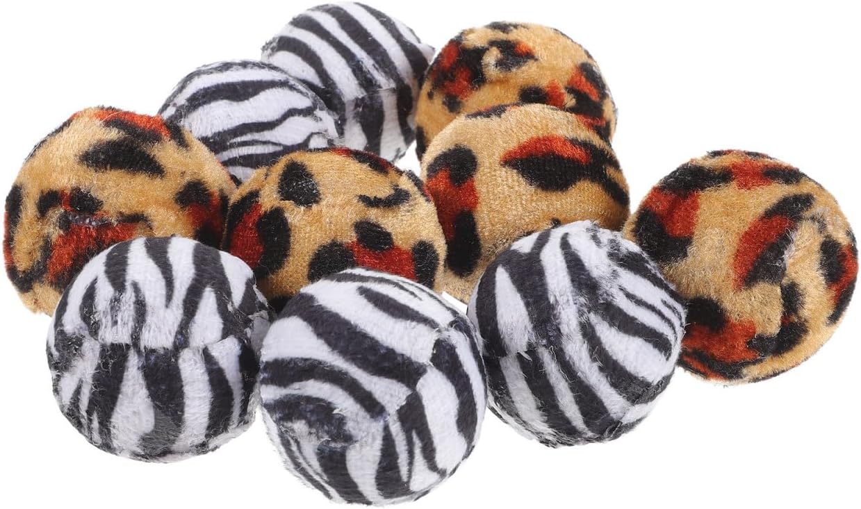 DOITOOL 10Pcs Leopard Print Cat Toy Balls – Interactive Sponge Kitten Play Balls for Indoor Cats, Soft and Safe Material, Assorted Colors, 4cm,2 Colors Random