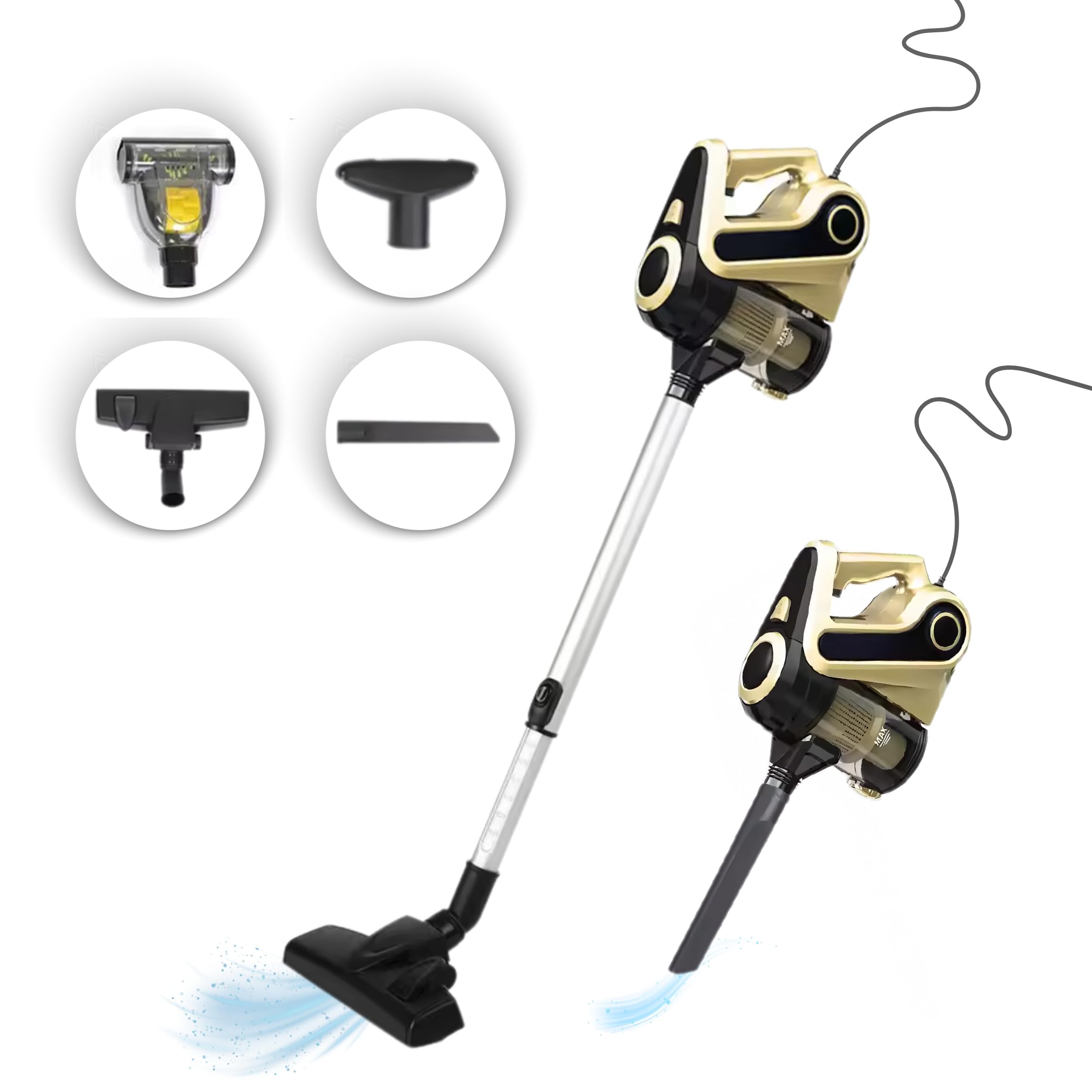 Vacuum Cleaner Corded, Lightweight 4 in 1 Handheld Stick Vacum with 5M Long Wire,18000Pa Powerful Suction and 600W Motor | Central Filtration System for Car Home Kitchen