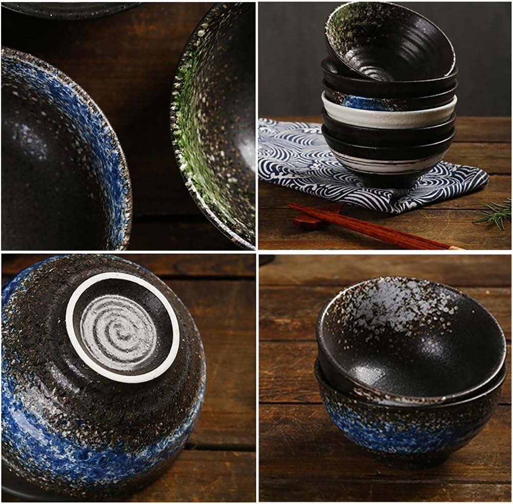 CAKERS Ceramic Tableware Rice Bowls|Stackable Soup Bowl Creative Cereal Bowls|All Purpose Round Snack Bowl|Dishwasher And Microwave Safe,C-12.4cm(4.8in),1PCS