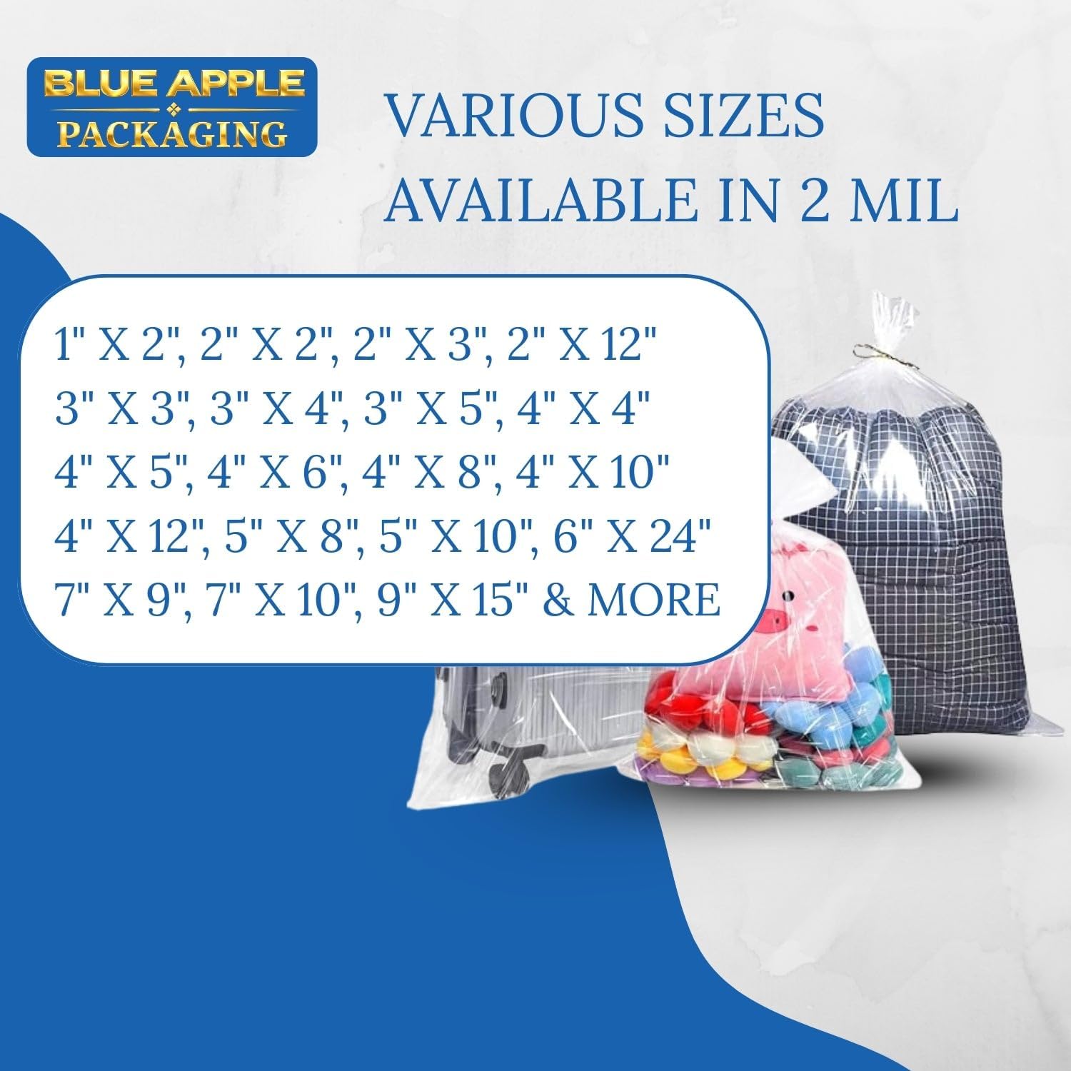 24" X 36" Clear Flat Plastic Poly Bags 2 mil LDPE (Pack of 50) Bags Open Top Packaging for Food Jewelry Hardware Retail Large-Small Parts Storage Use