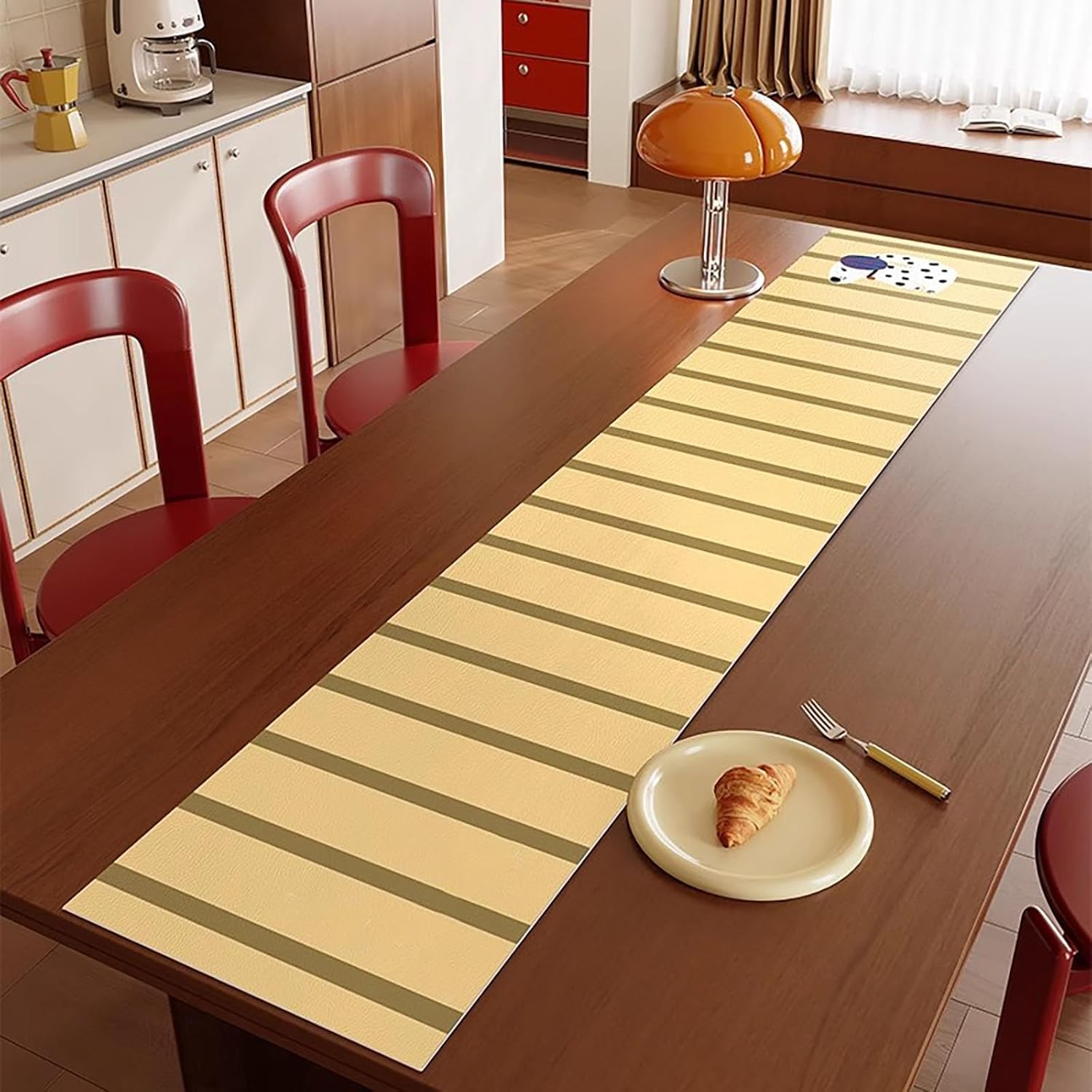 Table Runner,Jacquard Table Runners,Easy to Clean, Heat-Insulating and Anti-scalding, with a Lychee-Textured Front and an Anti-Slip Textured Back,for Dresser, Dining, Holiday.(Yellow,13.0*59.1in)