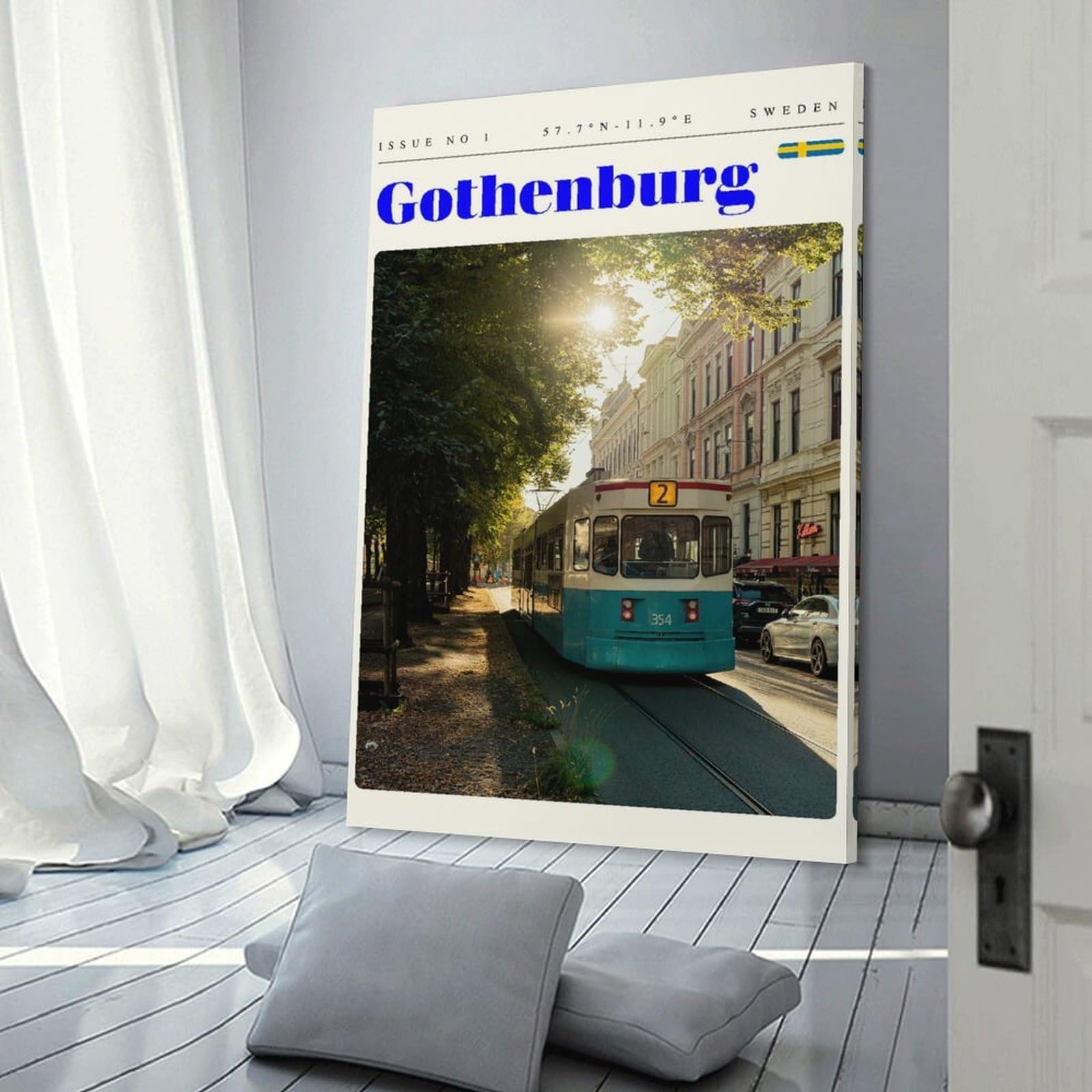 Junmoney Frame-Style-18 Canvas Wall Picture Gothenburg Sweden Travel Art, 20X30inch(50X75cm), For Bedroom, Lounge Or Dressing Area, Stylish Decor For A Restful Room Update