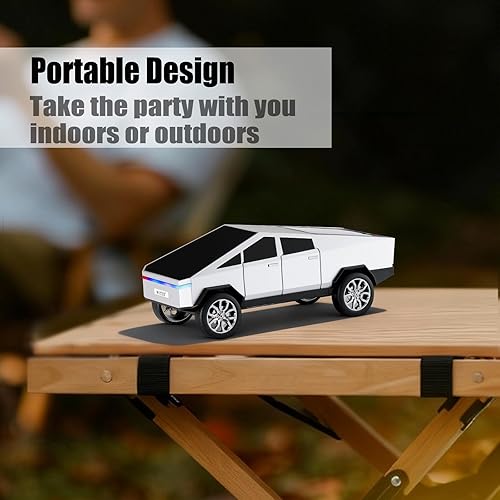 Miniatura 6 de Altavoz de reproducción Bluetooth de camión futurista con pantalla LED, audio portátil de estilo futuro con enlace TWS, radio FM, iluminación LED y