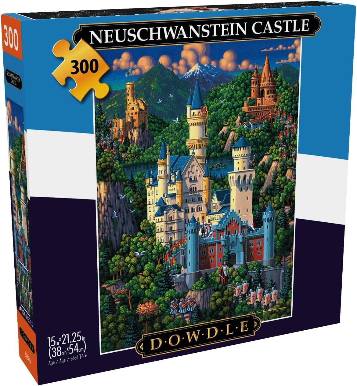 Buffalo Games - Dowdle - Neuschwanstein Castle - 300 Piece Jigsaw Puzzle for Adults -Challenging Puzzle Perfect for Game Nights - Finished Size is 21.25 x 15.00